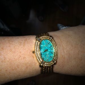 Gold tone & turquoise watch